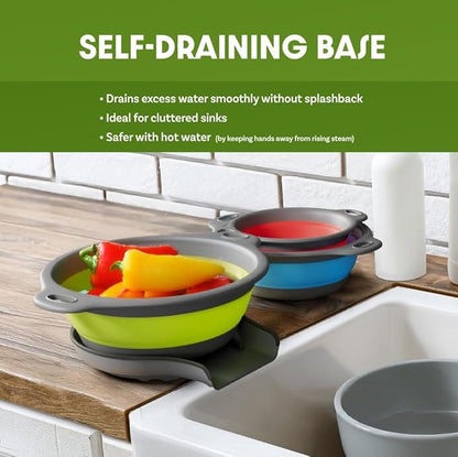 Collapsible Colanders with Self-Draining