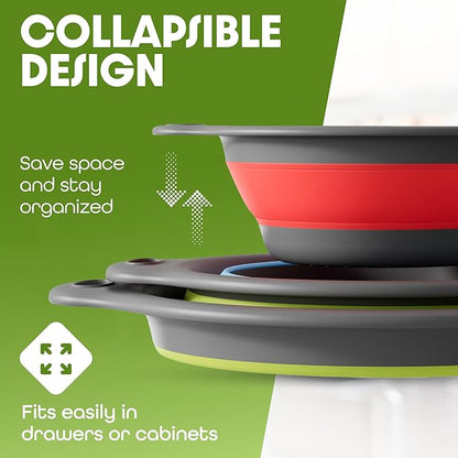 Collapsible Colanders with Self-Draining