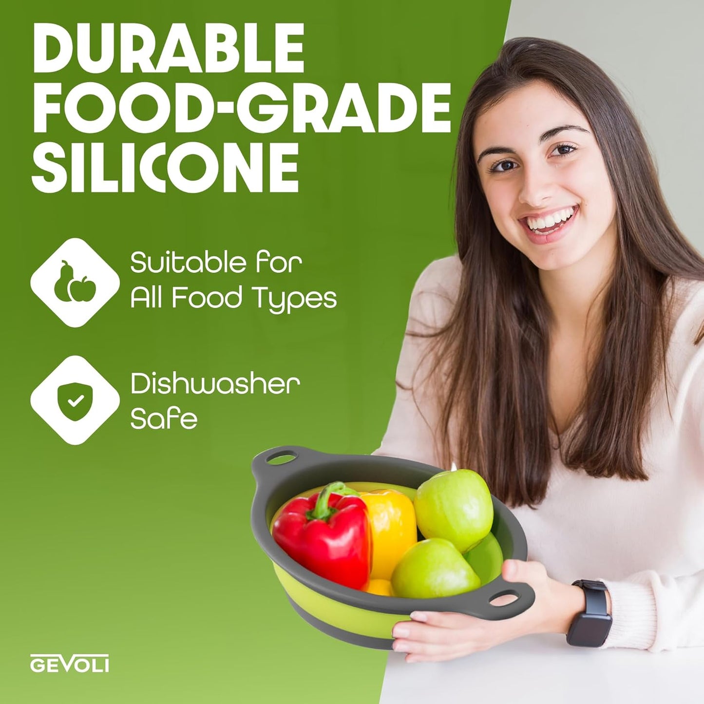Collapsible Colanders with Self-Draining