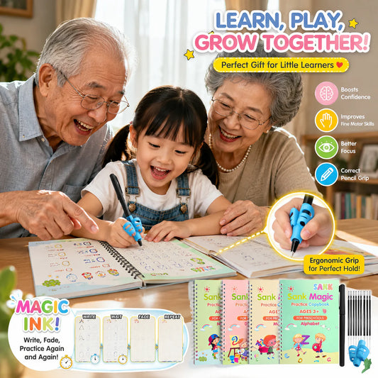 Reusable Grooved Handwriting Practice Books for Kids – 4-Book Set
